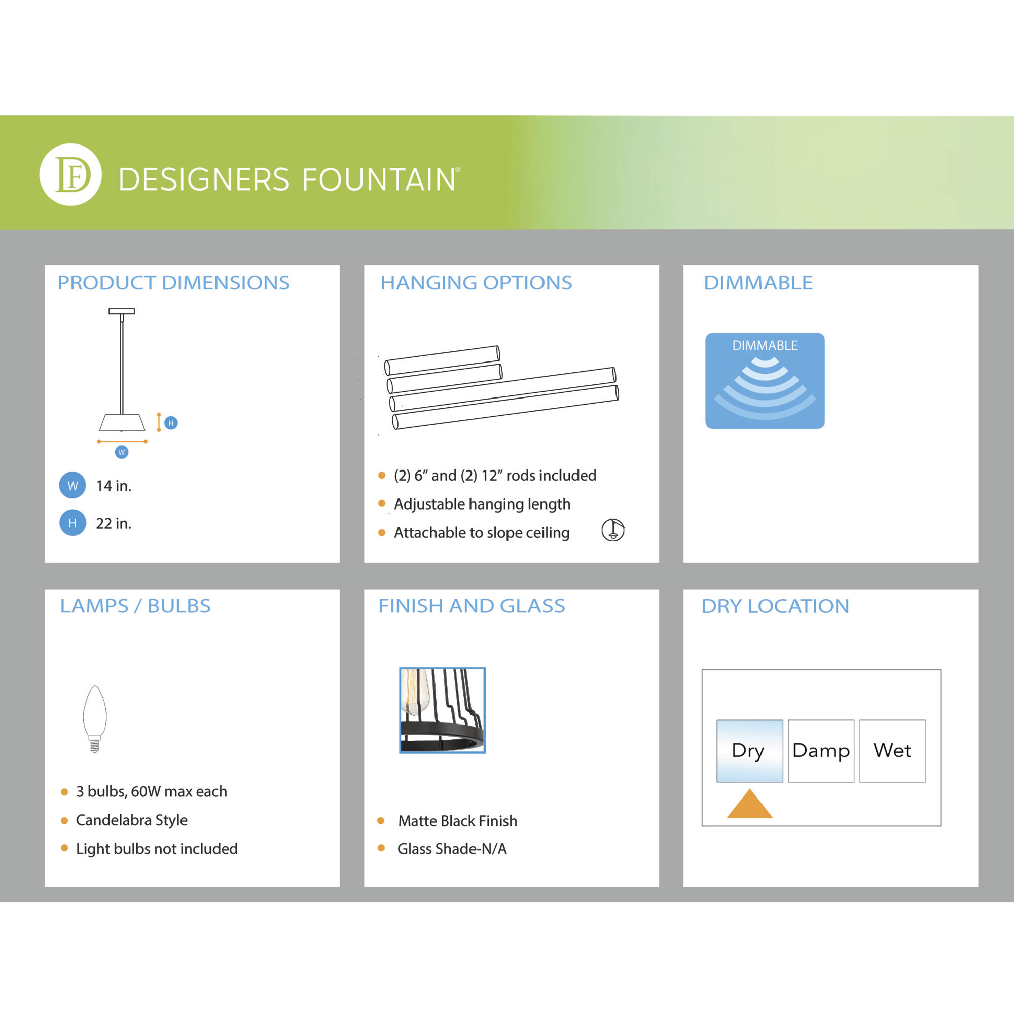 Alba 3 Light 14 inch Matte Black Pendant Ceiling Light